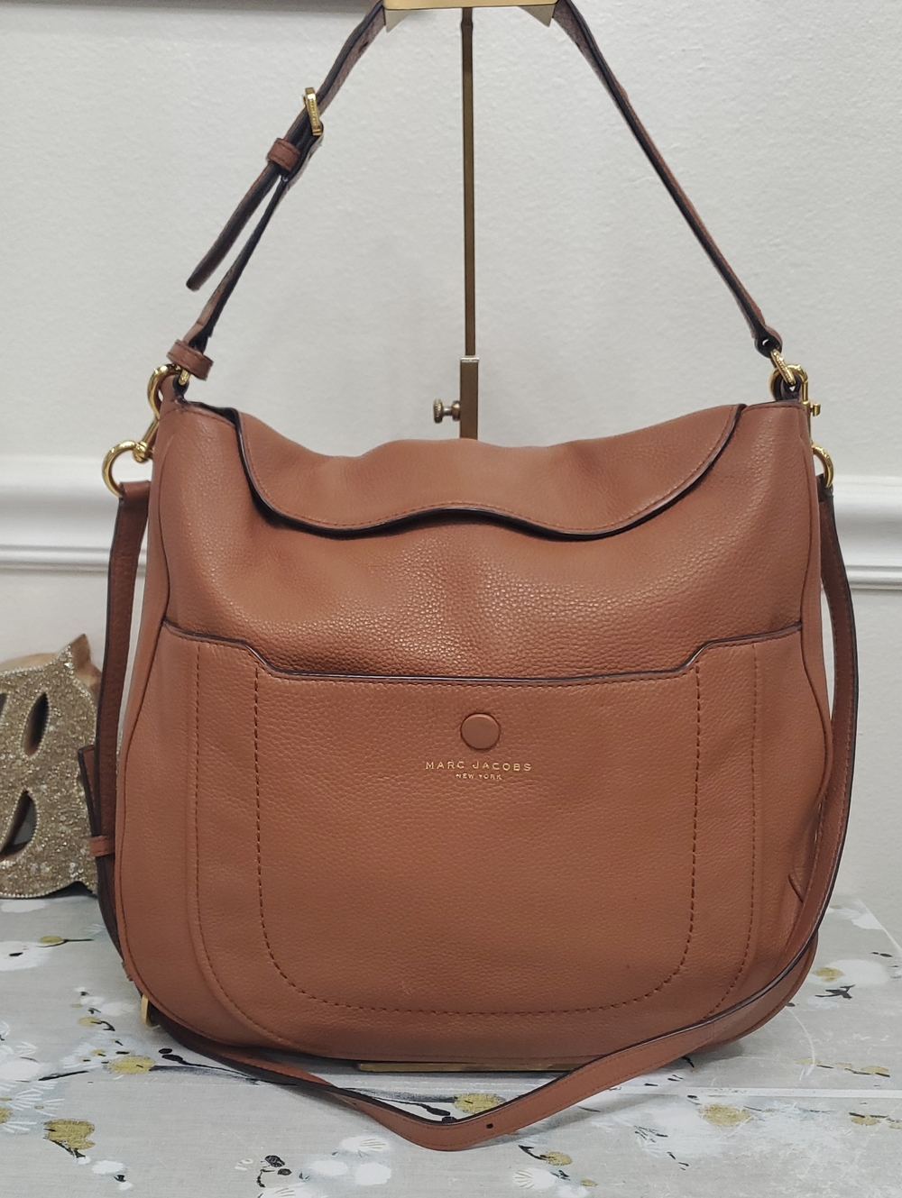 Marc Jacobs Empire City Large Brown Leather Hobo Bag.